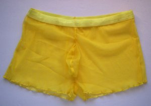 K339 Tulle Net Boxer Brief w/ Contoured Shape Pouch Yellow Size: L