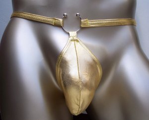 K323 MEN RIO BACK BIKINI CONTOURED POUCH Metallic Gold