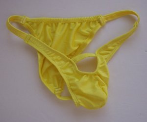K443 MEN STRING BIKINI CONTOURED HOLE POUCH RIO BACK yellow
