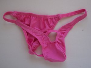 K443 MEN STRING BIKINI CONTOURED HOLE POUCH RIO BACK rose