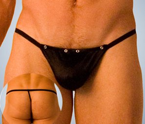 H340 Hot Sexy Mens String Thong Posing Pouch Shiny Satin Knit Black