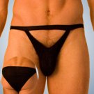 H1535 Hot Sexy Mens Black Bikini open front Contoured Pouch