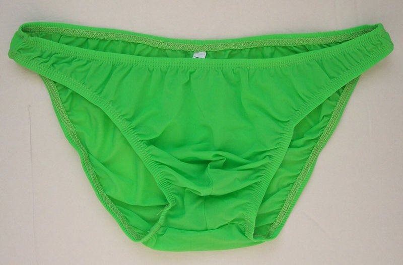 K1571B Hot Mens Sexy Bikinis Soft Smooth Silky Tricot Knit M green