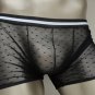 R305 Hot Men Sexy Trunk Back-Crack-Open Mesh Dotted Knotted Black