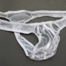 R201 Hot Mens Sexy Thong Stripped Mesh White