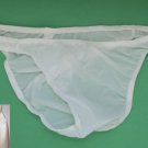 R132 Mens Sexy Micro Bikinis Mini Flat Front Soft Smooth Silky Tricot Knit White