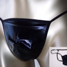 R502 Hot Mens Pouch String Thong Pleather Black