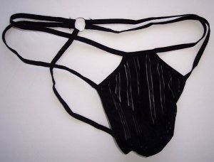 K1561A HOT SEXY MEN STRING POSING Pouch C-thru Stripes black