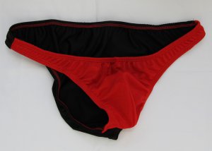 K318B HOT SEXT MEN RIO BACK SWIM BIKINI SKIMPY POUCH Red+Black