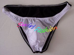 K318B HOT SEXT MEN RIO BACK SWIM BIKINI SKIMPY POUCH White+Black