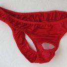 K425B Hot Mens Thong Sheer Front Hole Erotic Wear red