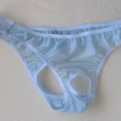 K425B Hot Mens Thong Sheer Front Hole Erotic Wear Lt.blue