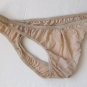 K406 Mens Sexy Silky Thong Soft Smooth Tricot Knit Cheeky back Tan