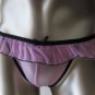 RC4467 Men String Bikini Ruffle Mesh Black Trim Lt.Pink