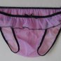 RC4467 Men String Bikini Ruffle Mesh Black Trim Lt.Pink