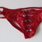 K410 Hot Mens String Thong Sheer Vinyl Chains red