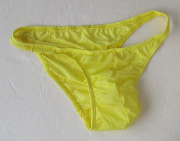 K319N Mens Sexy Tanga Bikini Soft Smooth Silky Tricot Knit yellow