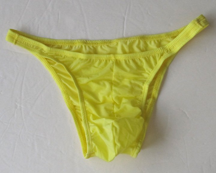 K319N Mens Sexy Tanga Bikini Soft Smooth Silky Tricot Knit yellow