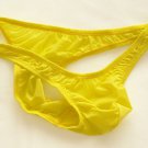 K419 Mens Sexy MINI Tanga Bikini Soft Smooth Silky Tricot Knit yellow