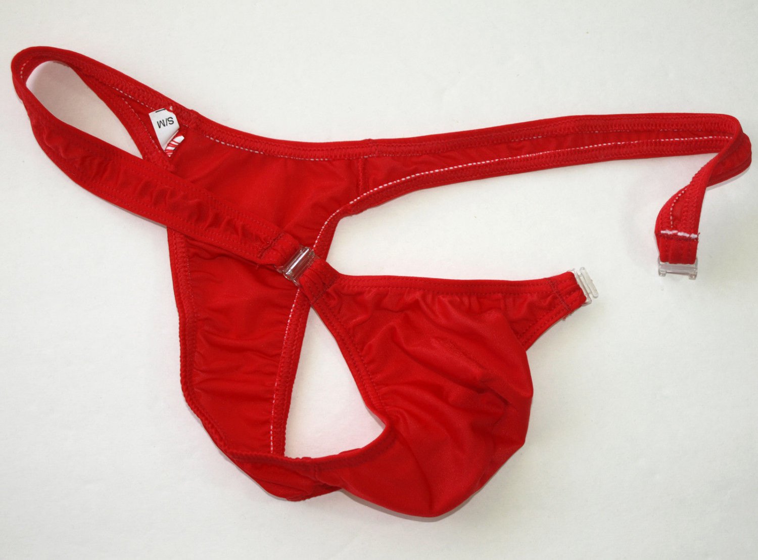 K657 Mens Sexy Low Rise Pouch Tanga w/ Clips red