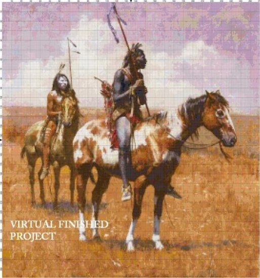 Indian War Paint Cross Stitch Pattern Native American ETP