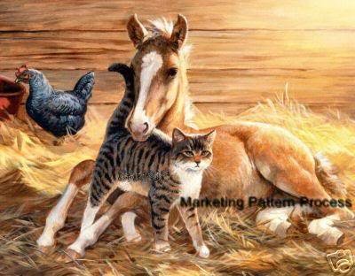 Foal and Cat Cross Stitch Pattern Horses ETP