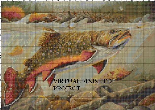 Brook Trout 2 Cross Stitch Pattern Sport Fish ETP