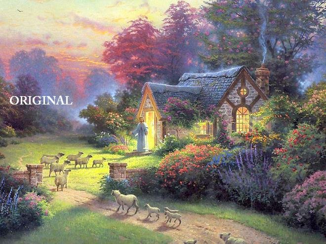 The Good Shepherd's Cottage Cross Stitch Pattern Kinkade ETP