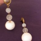 White Ball  Dangle Earrings