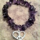 "Bishop" Bracelet by Dizzy Girl Designs, Purple Amethyst with silver Heart/Peace charm