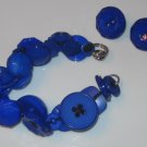 BLUE BUTTON BRACELET AND EARRINGS