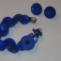 BLUE BUTTON BRACELET AND EARRINGS