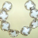 WHITE AND SILVER BUTTON BRACELET