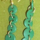 LONG GREEN BUTTON EARRINGS