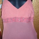 Bebe silk embroidered tank top medium