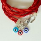 Evil Eye Red Braided Wrap Bracelet