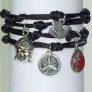 Buddha, Peace Sign, Dove Wrap Charm Bracelet. Jewelry by CharmedDesign1012