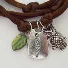 Owl, Wisdom Word Charm Wrap Bracelet
