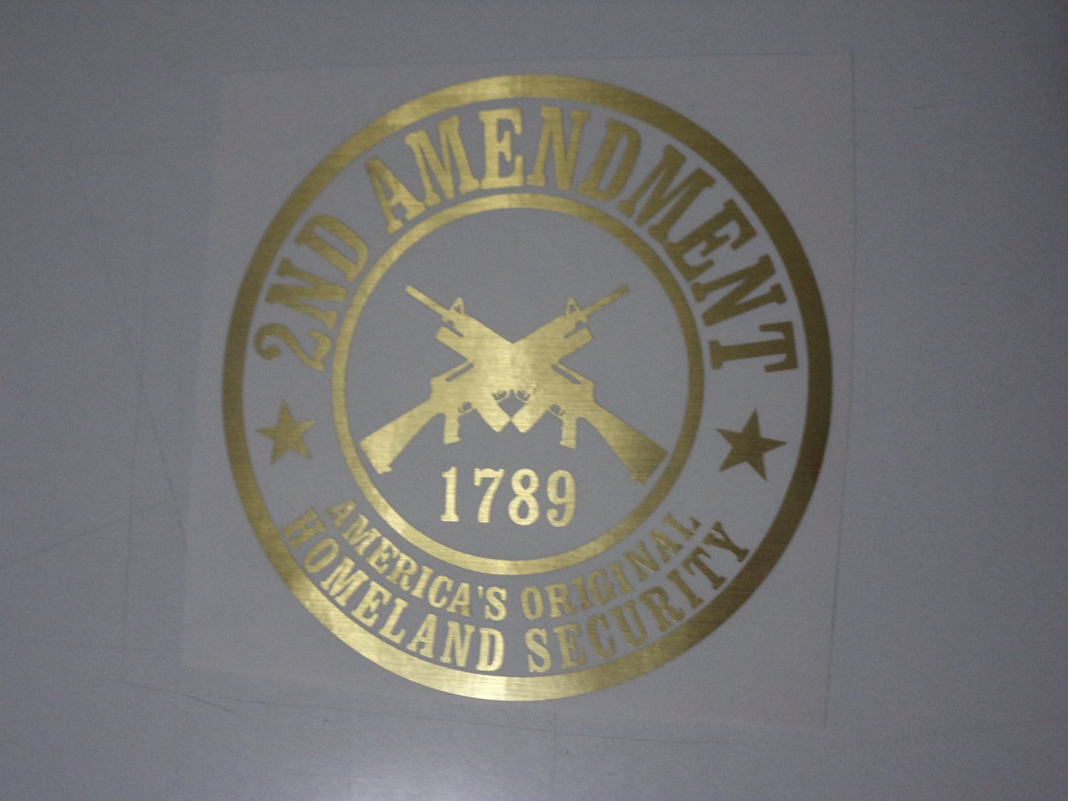 Brushed Gold 2nd Amendment America's Homeland Car Window Laptop Decal Sticker