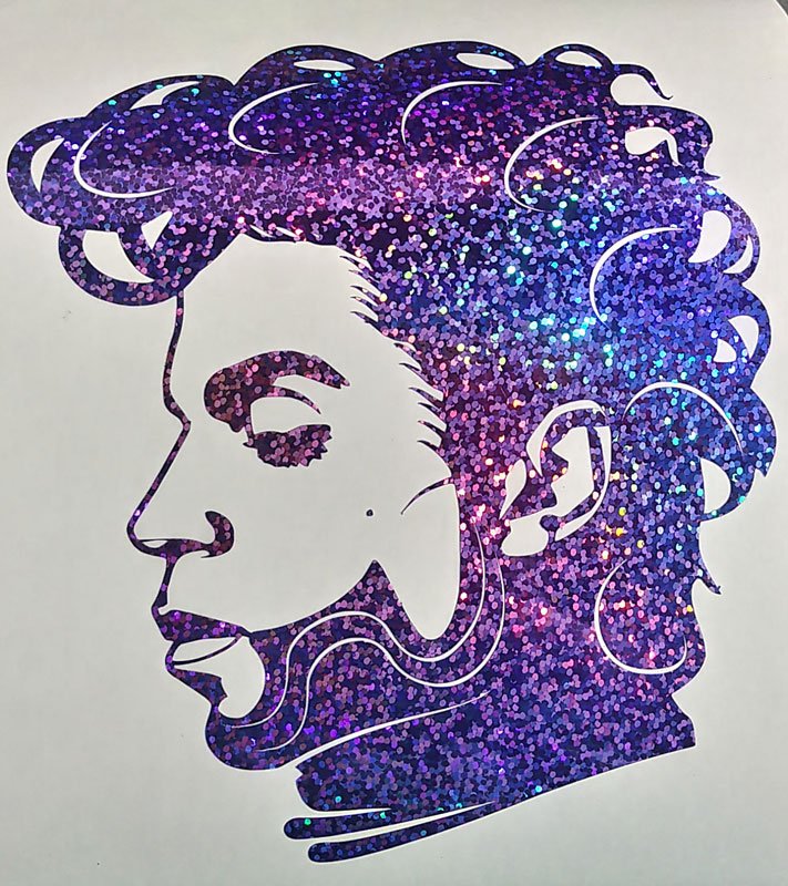 Holographic Purple Sequins Prince Face Car Window Laptop Decal Sticker