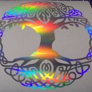 Tribal Celtic Tree Of Life Holographic Silver Yoga Vinyl Car Window Decal