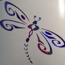 Tribal Dragonfly Dragonflies Holographic Sequins Purple Vinyl Car Window Decal