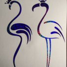 Tribal Flamingos Crowns 1 Pair Windshield Vinyl Car Window Decal Holo Purple
