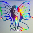 Fairy Lady Holographic Silver Vinyl Car Window Decal Laptop Butterfly Lady