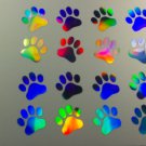 16 1-inch PAW PRINTS Holographic Car Window Decal Sticker CAT TRACKS 5 inch