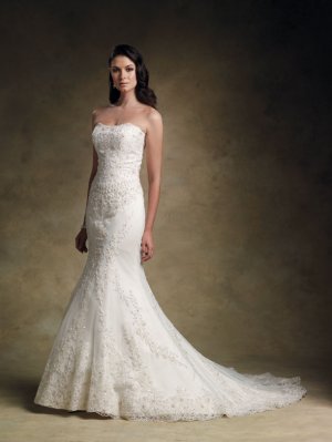 Custom made White Brand Modern Floor-lenght Meimaid fine workmanship wedding gown 1943