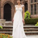 cup sleeve Custom made A-line white chiffon Wedding Gown 110136