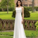 Custom made column white soft satin Wedding Gown 110137