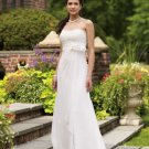 A-line sleeveless Custom made white chiffon Wedding dress 110138