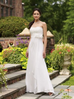 A-line sleeveless Custom made white chiffon Wedding dress 110138